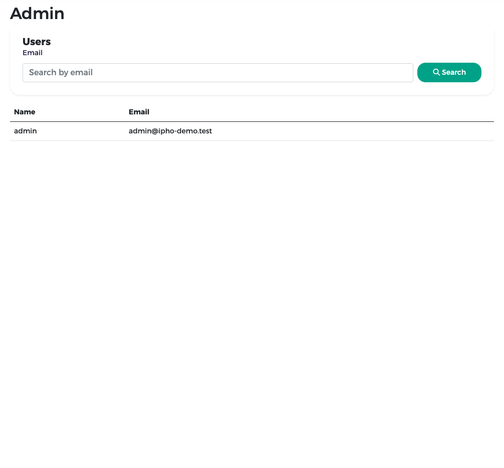 Admins page: the list of administrators, without a Create button