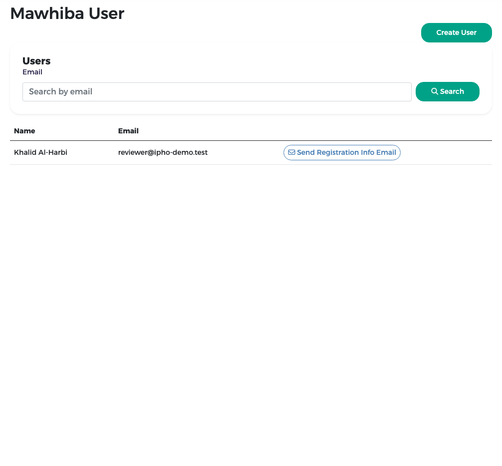 Mawhiba User page: reviewers with Create User