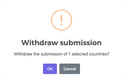 Confirmation: withdraw the submission of 1 selected countries?