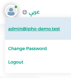 User menu of a staff member showing the e-mail address