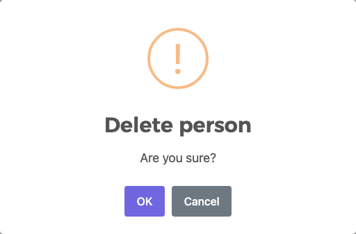 Delete person confirmation window