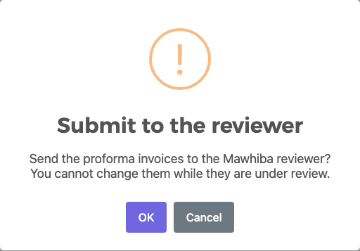 Confirmation window: Submit to the reviewer